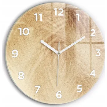 Hodiny Minimalistické Skleněné Nástěnné Hodiny S Potiskem Zlatá abstrakce průměr 30 cm