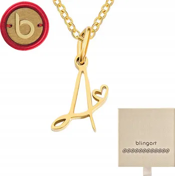 Náhrdelník Dámský pozlacený náhrdelník s přívěskem PÍSMENKO A srdíčko ANKIER OCEL