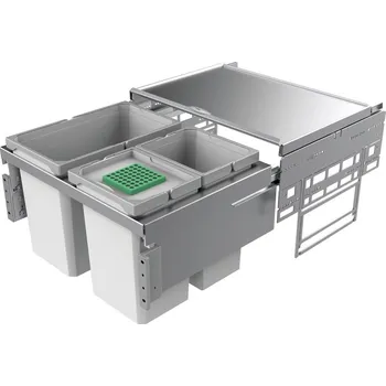 Odpadkový koš Cox® Base 360 S/600-3, odpadkový koš pro čelní výsuv, s bio víkem, světle šedá, V 360mm