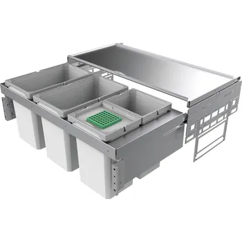 Odpadkový koš Cox® Base 360 S/900-4, Odpadkový koš na přední výsuvy, s biologicky odbouratelným víkem, světle šedý, V 360 mm