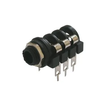 Video redukce Zdířka 6.3 stereo panel plast+3vyp.kontakty