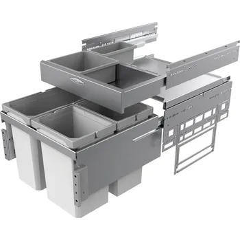 Odpadkový koš Cox® Base 360 S/500-3 včetně Base-Board, odpadkový koš pro čelní výsuv, bez bio víka, světle šedá, V 460mm