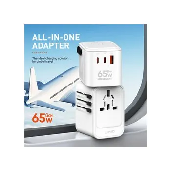 GaN 65W 2xPD + 1xQC univerzální cestovní adaptér