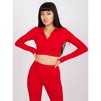 Červený crop top Flores s límečkem RV-BZ-7563.02-red Velikost: XS