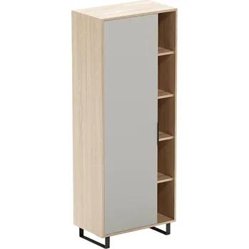 Zásuvkový kontejner ARBYD Matně šedá dubová kancelářská skříň s nikou Thor 180 x 70 cm