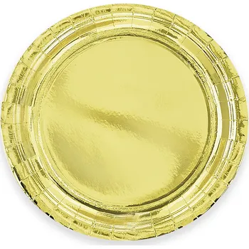 Party nádobí Papírové talíře zlaté 23 cm velké, 6 ks