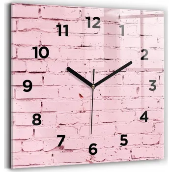 Hodiny Skleněné nástěnné hodiny do kanceláře se stylovým potiskem cihlové zdi 30x30 cm