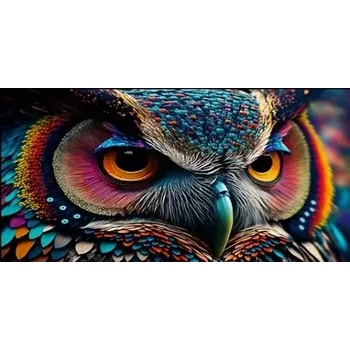 Diamantové malování Diamantové malování - Pohled sovy + třpytivé kamínky (85 x 45)