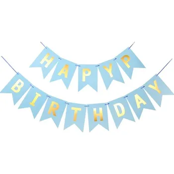 Banner - nápis Happy Birthday - modrý