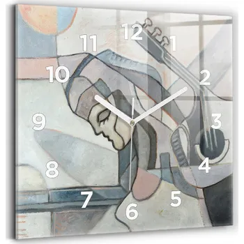 Hodiny Čtvercové Skleněné Nástěnné Hodiny s Grafikou Malířství abstraktní 30x30 cm