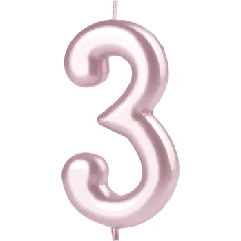 Dortová svíčka Lesklá dortová svíčka růžově zlatá číslo 3