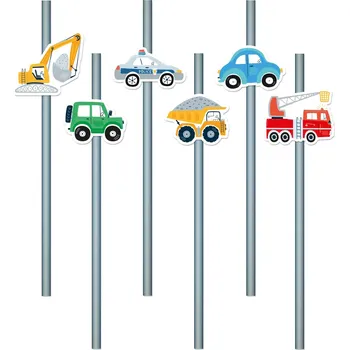 Papírové brčka Auta, 6 ks