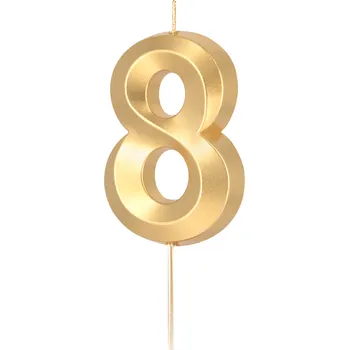 Dortová svíčka Zlatá kovová svíčka číslo 8