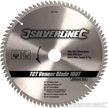 Pilový kotouč Silverline | Karbidové řezné kotouče pro okružní pilu - pro dýhu, 100 zubů - 300 x 30 - 25, 20, 16mm Rings 427539