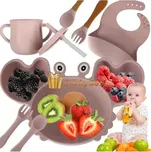 Dětské silikonové nádobí krab sada 9 kusů růžová