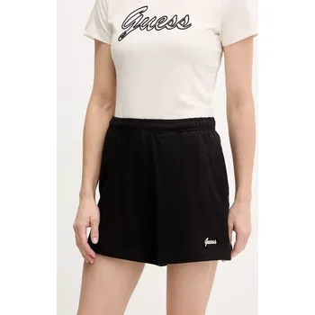 Dámské kraťasy Bavlněné šortky Guess IRIS dámské, černá barva, s aplikací, high waist, V5GD04 KCRZ1 V5GD04.KCRZ1 99X, vel. XS