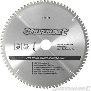 Pilový kotouč Silverline | Karbidové řezné kotouče pro okružní pilu - na PVC, 80 zubů - 250 x 30 - 25, 20, 16mm Rings 598444