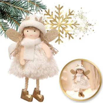 Vánoční dekorace Vánoční anděl plyšový - bílý