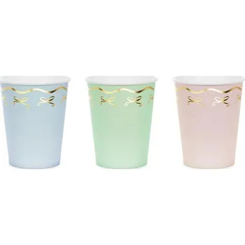 Dekorativní papírové kelímky s mašlemi, 220 ml, 6 ks