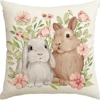 Povlak na dekorativní polštářek Povlak na polštář 45 x 45 cm jarní motiv zajíček Bunny