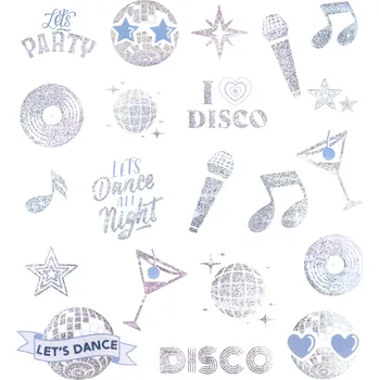 Odstranitelné tetování Dočasná tetování stříbrné disco – sada 21 ks
