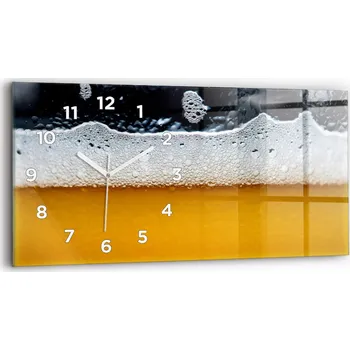 Hodiny Moderní skleněné nástěnné hodiny s potiskem horizontální 60x30 cm Detail piva