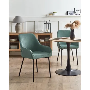 Sada 2 jídelních židlí zelené manšestrové čalounění zlaté nohy retro Beliani