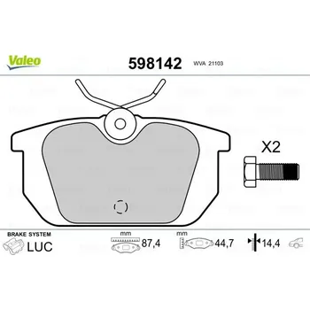 Brzdová destička Sada brzdových destiček, kotoučová brzda VALEO 598142