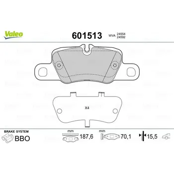 Brzdová destička Sada brzdových destiček, kotoučová brzda VALEO 601513