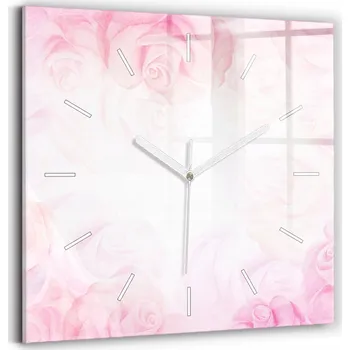 Hodiny Skleněné nástěnné hodiny s tvrzeným sklem - Růže abstrakce 30x30 cm