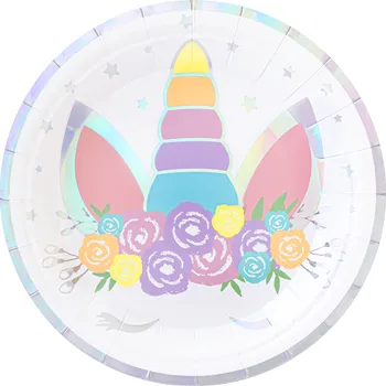 Party nádobí Papírové talíře Jednorožec, 6 ks