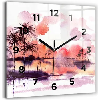 Hodiny Skleněné nástěnné hodiny do obýváku S Potiskem Tropická krajina 30x30 cm