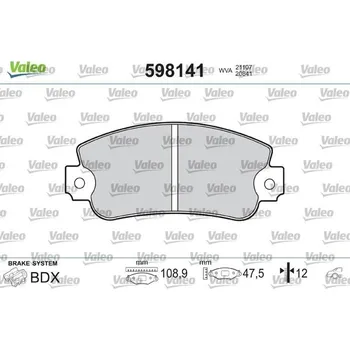 Brzdová destička Sada brzdových destiček, kotoučová brzda VALEO 598141