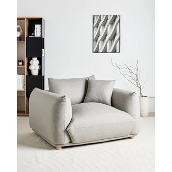 Křeslo Křeslo světle šedé látkové čalounění s polštářem dřevěné nohy moderní skandinávský styl Beliani