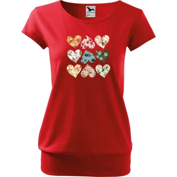 Tričko City s potiskem - "Srdíčka", Malfini - NakupTextil Barva: 07-červená, Velikost: L