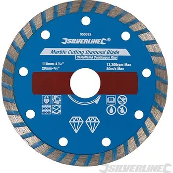 Řezný kotouč Silverline | Řezný kotouč na mramor - 110 x 20mm Castellated Continuous Rim 950392