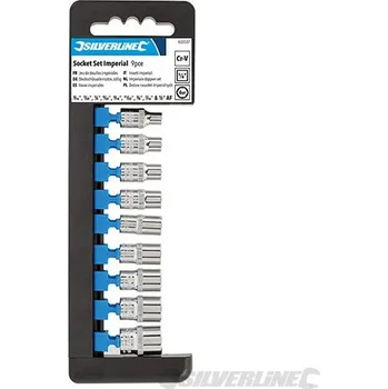 Gola sada Silverline | Sada 1/4" palcových hlavic - 9 dílů - 3/16" - 1/2" 633537