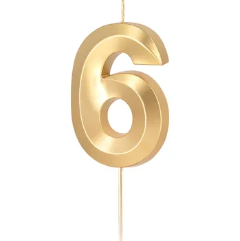 Svíčka Svíčka zlatá metalická číslice 6