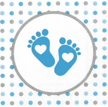 Papírový ubrousek Ubrousky Baby Shower Modré Stopy 10 ks