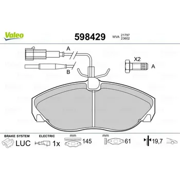 Brzdová destička Sada brzdových destiček, kotoučová brzda VALEO 598429