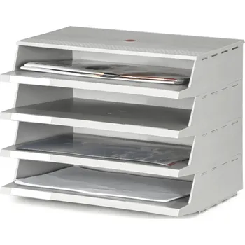 Spojovatelný plastový zásobník na dokumenty 4 přihrádky 275 x 350 x 260 mm