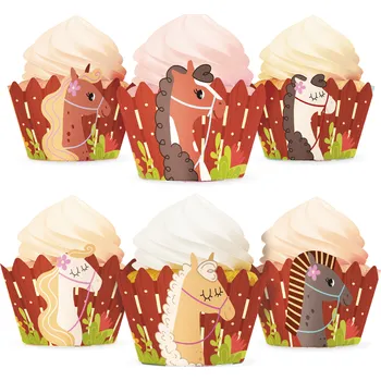 Party dekorace Košíčky na muffiny s motivem koníků, 6 ks set
