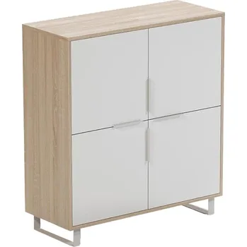 Zásuvkový kontejner ARBYD Matně bílá dubová kancelářská skříň Thor 100 x 33 cm