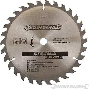 Příslušenství k pile Silverline | Karbidový řezný kotouč na hřebíky, 30 zubů - 190 x 16 - no rings 633507