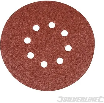 Brusný papír Silverline | Brusný papír 150 mm, perforovaný, se suchým zipem - 10 kusů - 80 Grit 783148