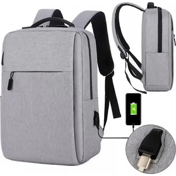 Městský batoh Sportovní batoh na notebook USB - šedý