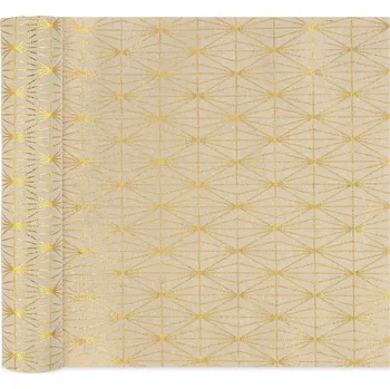 ubrus Slavnostní štóla na stůl - béžovo-zlatá 275x28 cm