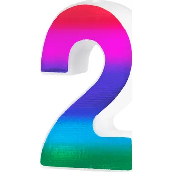 Dortová svíčka Duha lesklá dortová svíčka číslo 2 na narozeninový dort