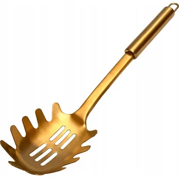 Cedník a síto NABĚRAČKA NA ŠPAGETY s CEDNÍK, nerezová ocel, zlatá