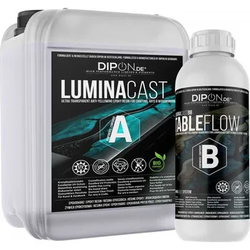 Průmyslové lepidlo DIPON LuminaCast 8 Table Flow 3 kg - Nízko viskózní epoxidová pryskyřice, tloušťka 5 cm